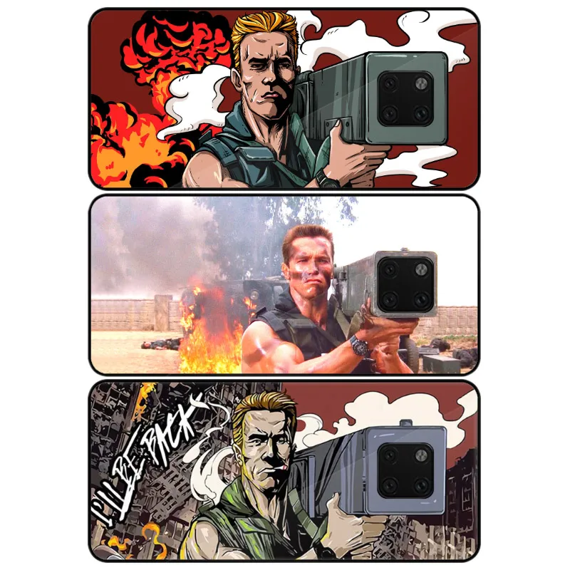 For Huawei Mate 20 Pro Case Schwarzenegger Printed Case For Huawei Mate 20 Rocket Glass Cover Mate 20 pro Case Cartoon Fire Bag