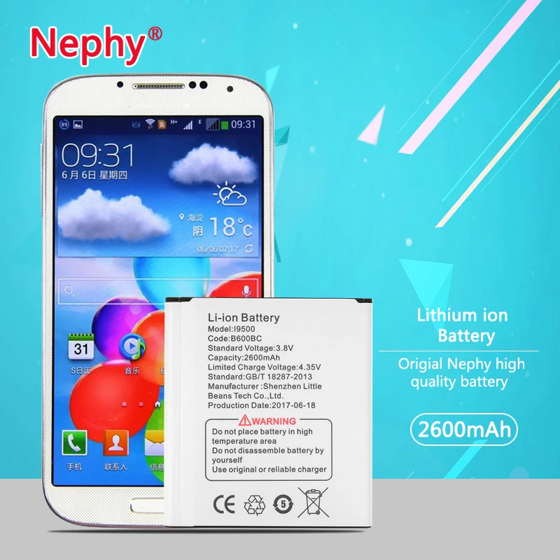Новый оригинальный аккумулятор Nephy B600BE B600BC для Samsung Galaxy S4 i9500 i9505 i9506 i9295 S 4 Active i337 i545
