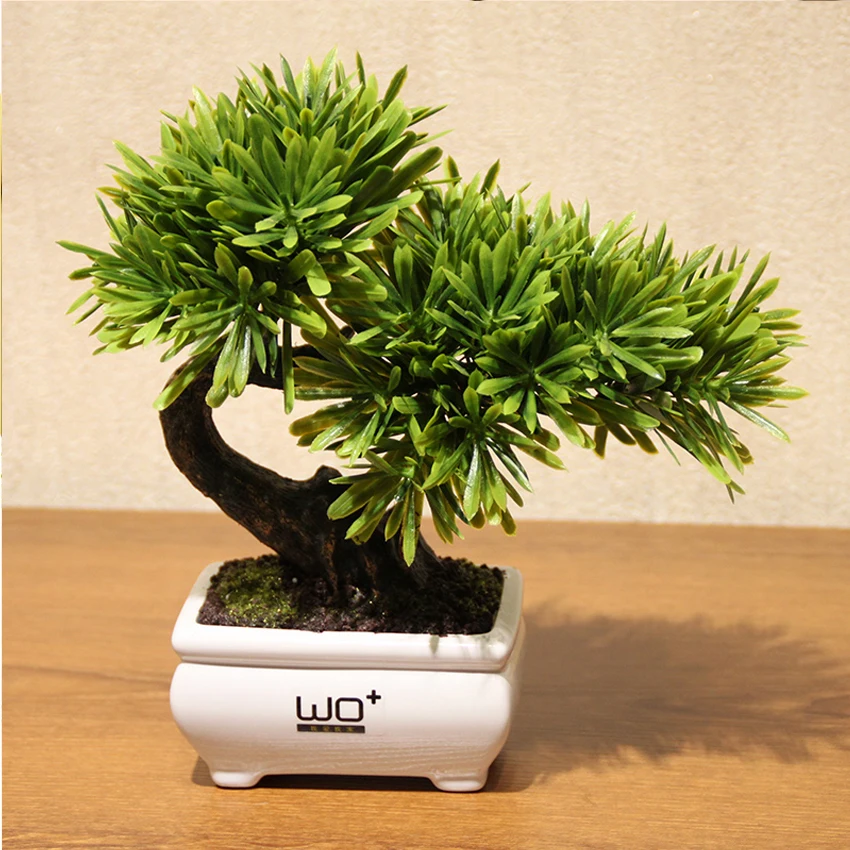 

Simulation green plant pot Podocarpus guest-greeting pine Plants potted flower art as a whole Adornment is placed Small bonsai