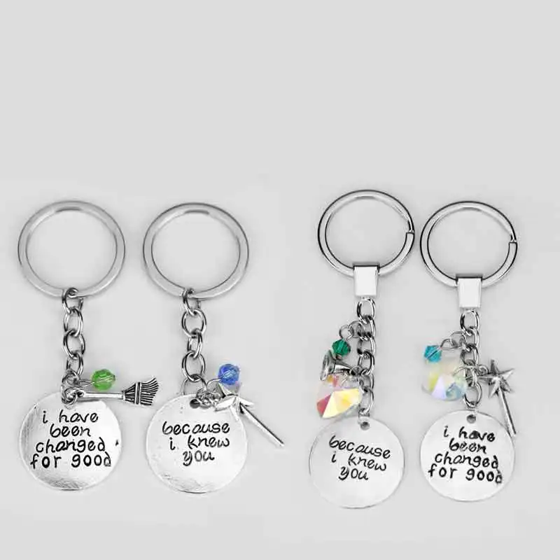 

I Have Been Changed For Good Because I Knew You Letter Pendent Alloy Keychain Star Crystal Beads Keyring Gift For Fans Wholesale
