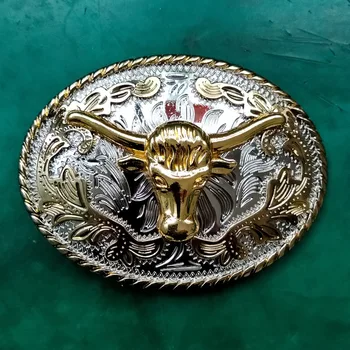 

1 Pcs 3D Lace Gold Bull Head Cowboy Metal Belt Buckle For Men's Jeans Belt Head