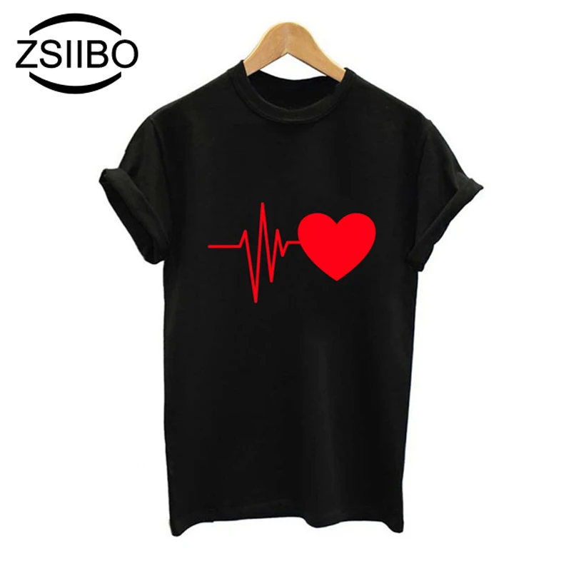 

Blouse Shirt Women 2019 Heart-shaped Print Short sleeve shirts Casual daily Ladies Solid Color Tops Plus Size Clothing
