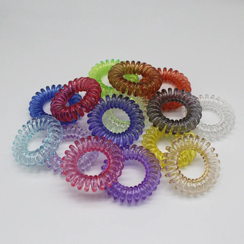 (12 قطع) عالية الجودة الشعر scrunchie شفافة سلك الهاتف مطاطا hairbands للأطفال في حجم صغير 15 ألوان متاح