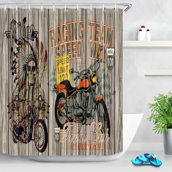 

LB Vintage Patrol 101 Racing Team Speed Boho Indigenous Plank Board Shower Curtain Bathroom Waterproof Fabric For Bathtub Decor