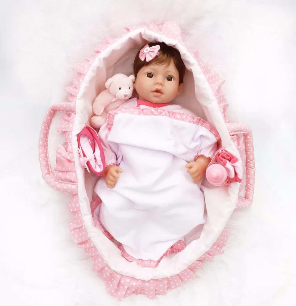 Новая Корзина для сна, куклы для новорожденных, игрушки 1" 41 см, мягкие силиконовые куклы для новорожденных, куклы для новорожденных, игровой домик для новорожденных