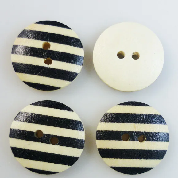 

40PCS black stripe Pattern painting wooden buttons 23MM coat boots sewing clothes accessories MCB-236