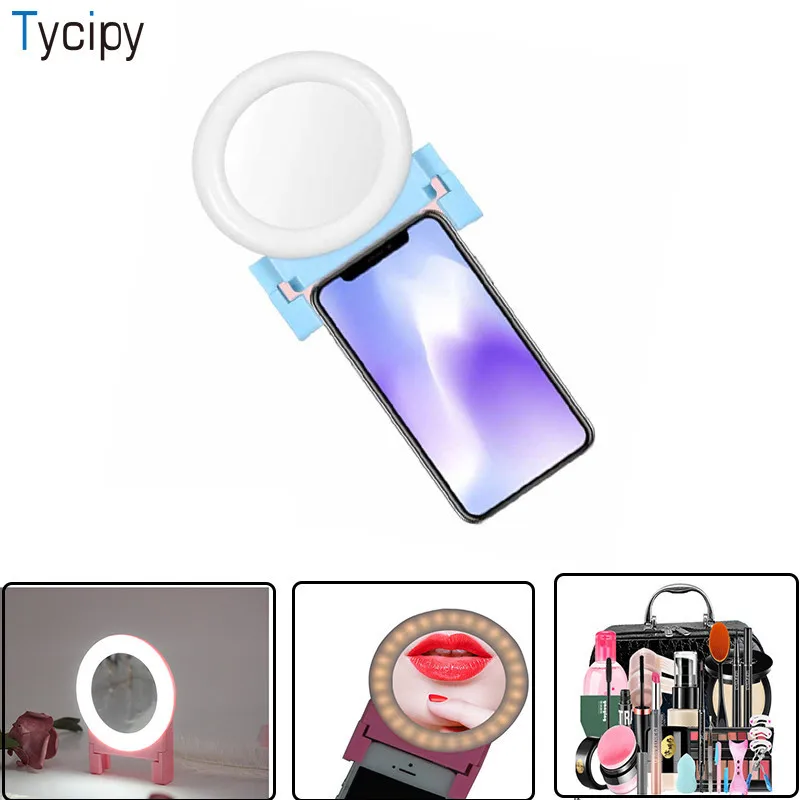 

Tycipy LED Round Mobile Phone Lens Selfie Ring Flash Fill Lamp Light Chargeable Photography Video Spotlight For iphone Xiaomi