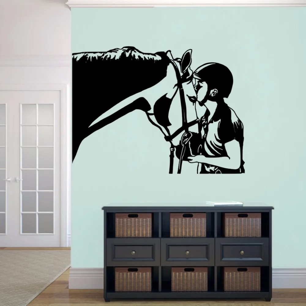Horse and Rider Wall Sticker Vinyl Horse Head Wall Decal Home Bedroom