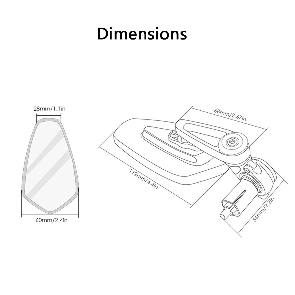 1 pair 7/8" Motorcycle Mirrors Handle Bar end Side Rearview For honda kawasaki ducati bmw ktm brommer accessories