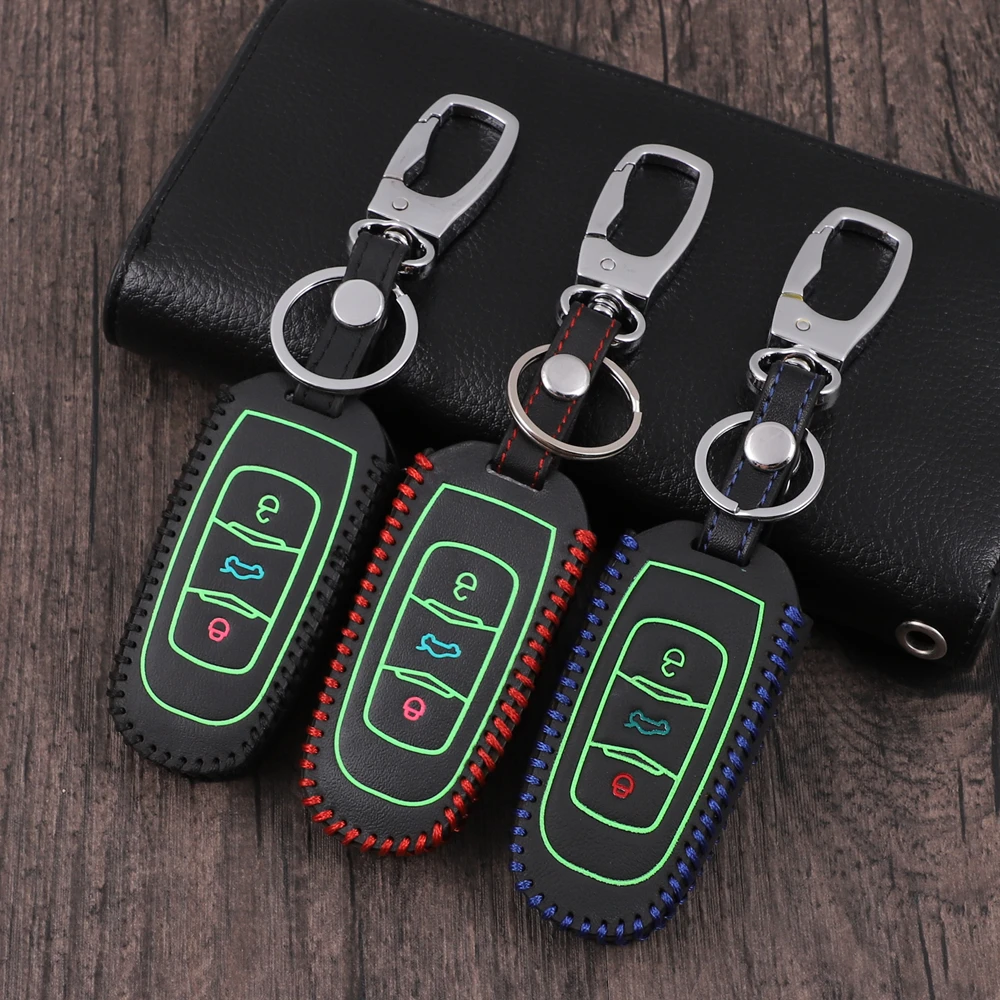 

Luminous Leather Car Key Cover case Keychain skin Protection Accessories for Geely Emgrand EC7 RV Car Smart Key Remote