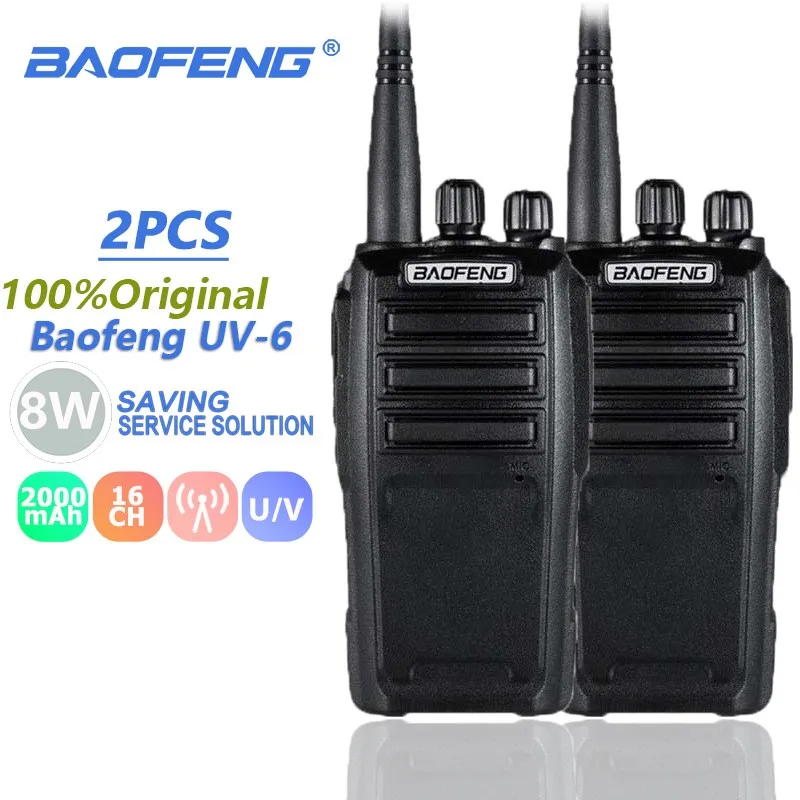 

2pcs Baofeng UV-6 8W Walkie Talkie VHF/UHF Radio Amador 2 Way Radio Transceiver Encrypted Handheld Ham Radio Communications 50KM