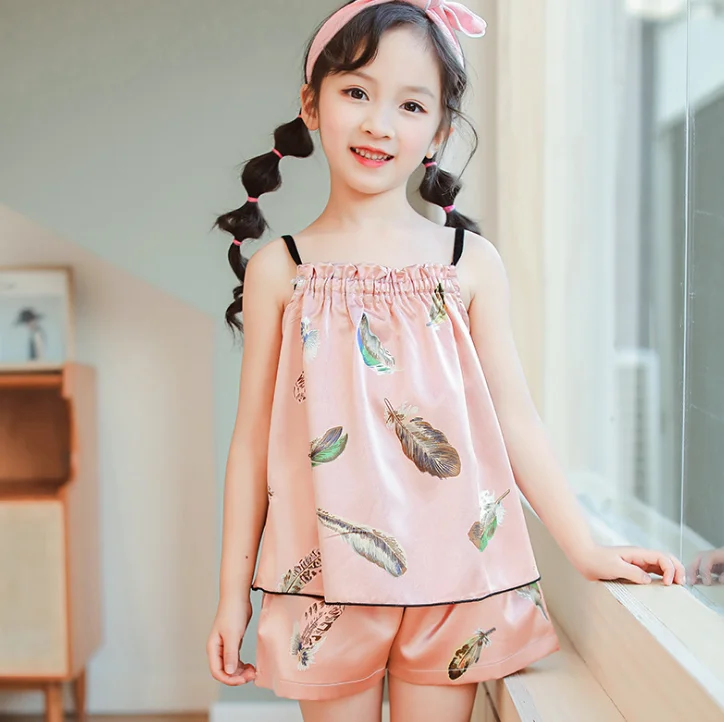 children's Sleeveless Printed Pajamas Polyester Comfort Home Pajamas Sets kids Sleepwear Pajamas Nightwear Christmas Gift Z882 - Цвет: Colour 6