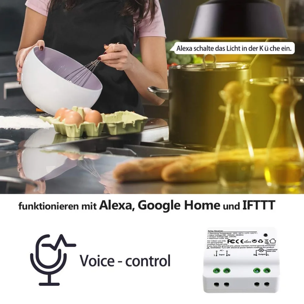  Wifi Smart switch 2500W wifi relay timer switch RF433 kinetic self-powered Voice Control work with  - 32992364595