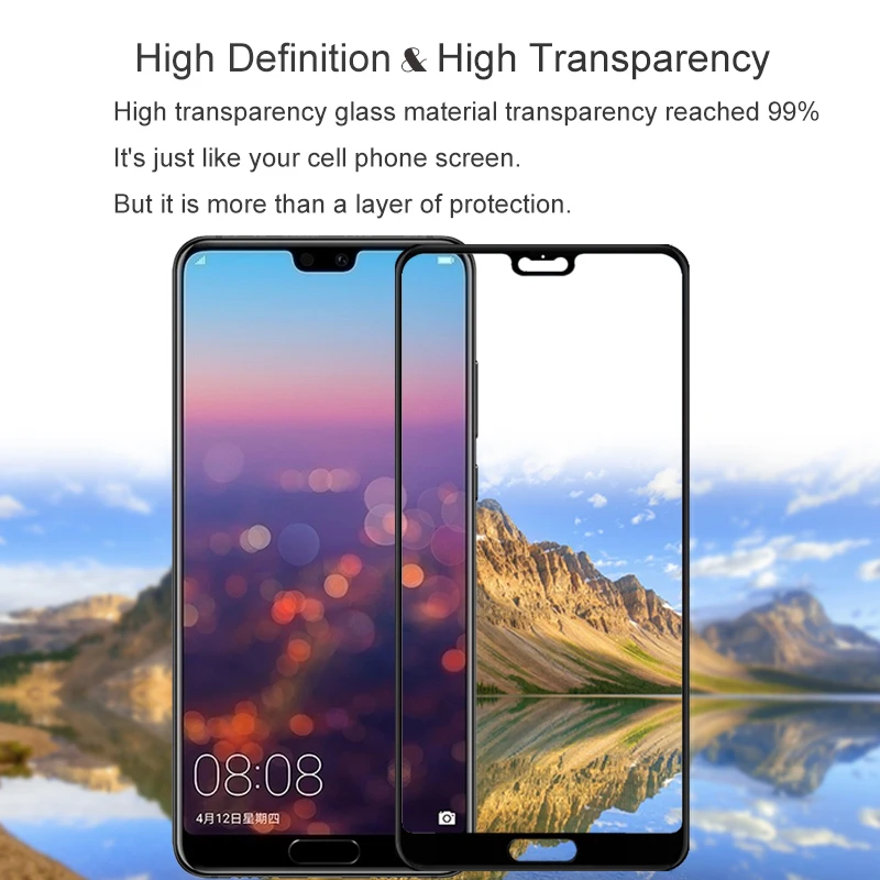 2PCS Full Cover Screen Protector Tempered Glass For Huawei P20 5.50" 9H Protective glass For p20 EML L09 L22 L29 AL00 Film Case