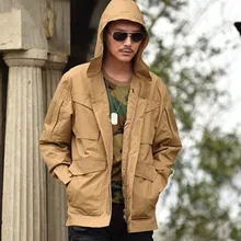 Осень M65 Jungle куртка с капюшоном для пеших прогулок и охоты куртка-ветровка в стиле милитари прочные ветрозащитный Водонепроницаемый камуфляжное пальто