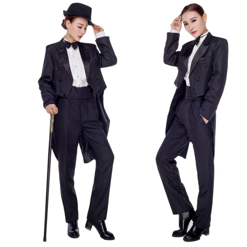 

Hmong Clothes Rushed Polyester Women Dance Costumes 2016 New Lady Tailcoat Magic Tuxedo Suit Stage A Host Clothing Costume Set