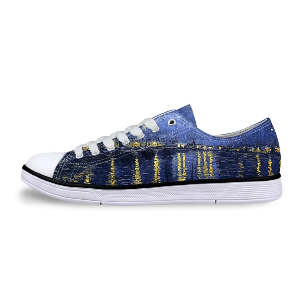Online Männer Casual Malerei Kunstdruck Schuhe Männlichen Spitze up Vulkanisierte Low Top Leinwand Schuh Wohnungen für boysVincent van gogh master stück