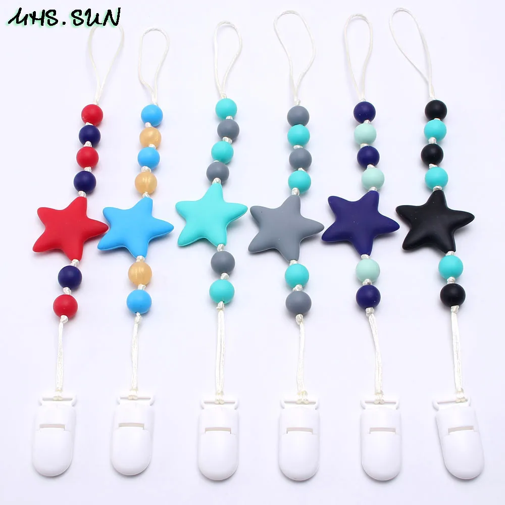 

MHS.SUN Baby Pacifier Clip Chain Handmade Safty Silicone Beads BPA Free Baby Nipple Holder Newborn Dummy Pacifier Chain Clip