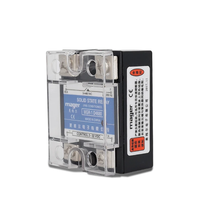 

80A MGR-1 D4880 3-32 VDC TO 24-480 VAC SSR -80DA DC control AC Single phase Solid state relay With Protective covers