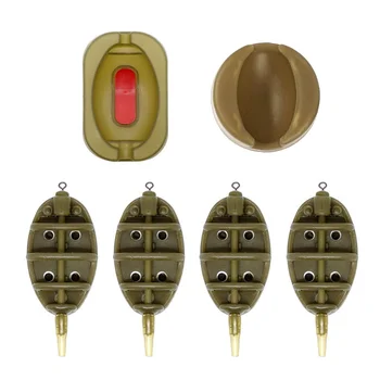 

Carp Fishing Inline Flat Method Feeder 4 Feeders 15/20/25/35g 30/35/50/60g Mould Set for Carp Fishing Bait HolderTool