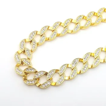 

ICED OUT CHOKER NECKLACE YELLOW 24 K SOLID GOLD FINISH MIAMI CUBAN LINK HIP HOP MEN'S HEAVY CHAIN