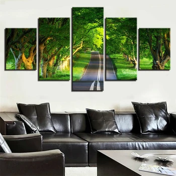

Modular Canvas HD Prints Posters Home Decor Wall Art Pictures 5 Pieces Tree And Road Art Scenery Landscape Paintings Framework