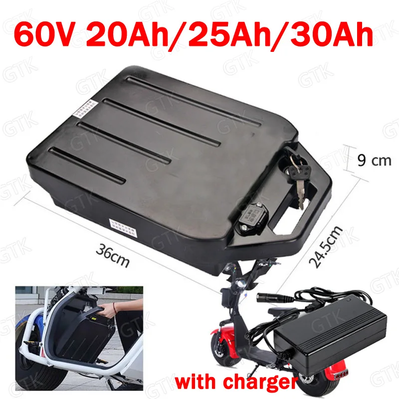 ГТК водонепроницаемый 60V 20Ah литий ионный аккумулятор 60v 30Ah 25Ah для 1500 Вт 2000 к рулю