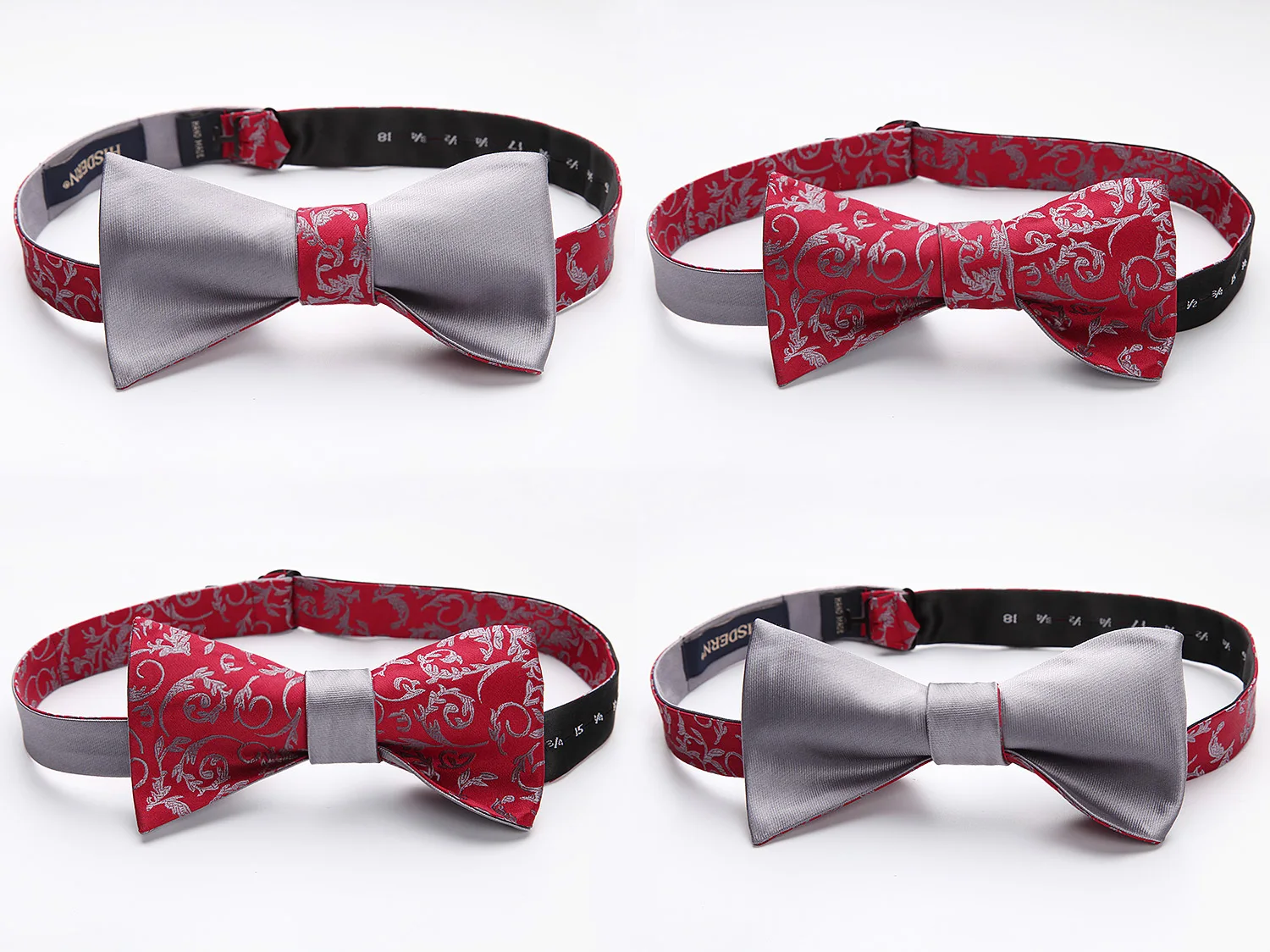 HISDERN мужской тканевый галстук-бабочка Твердый Пейсли двусторонний самостоятельно регулируемый галстук-бабочка платок Набор BEU1-1 Свадебная вечеринка