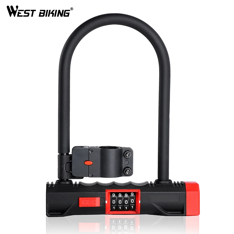 WEST BIKING Password Code Bicycle U Lock Anti-theft MTB Road Bike Motorcycle Bike U Lock Steel Safety Heavy Duty Bicycle U-Locks WEST BIKING Password Code Bicycle U Lock Anti-theft MTB Road Bike Motorcycle Bike U Lock Steel Safety Heavy Duty Bicycle U-Locks