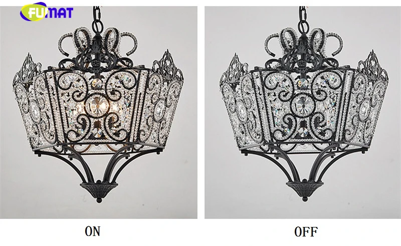 FUMAT Crystal K9 Pendant Lamps Anchor Crown Form Lights Iron Flower Crystal Clear Gold Black Lighting Body hanging light fixture 6
