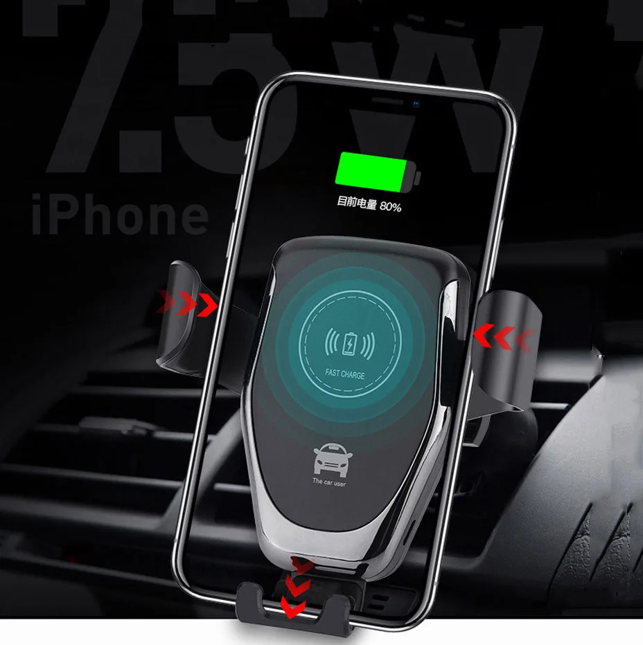 10 Вт Qi автомобильное беспроводное зарядное устройство для iPhone Xs Max XR 11 Huawei P30 Pro Mate