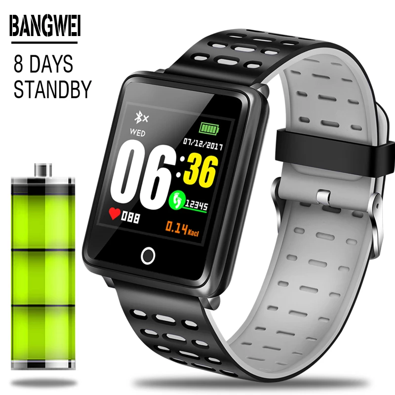 BANGWI 2019 New Smart Sport Watch Men Fitness Tracker Pedometer Blood Pressure Heart Rate Monitor Waterproof Smart Watch Relogio