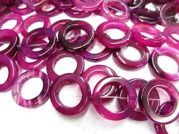 

30-50mm Full strand Rose Red agate gemstone Round Circle Donut green yellow red black purple violet onyx pendant beads focal