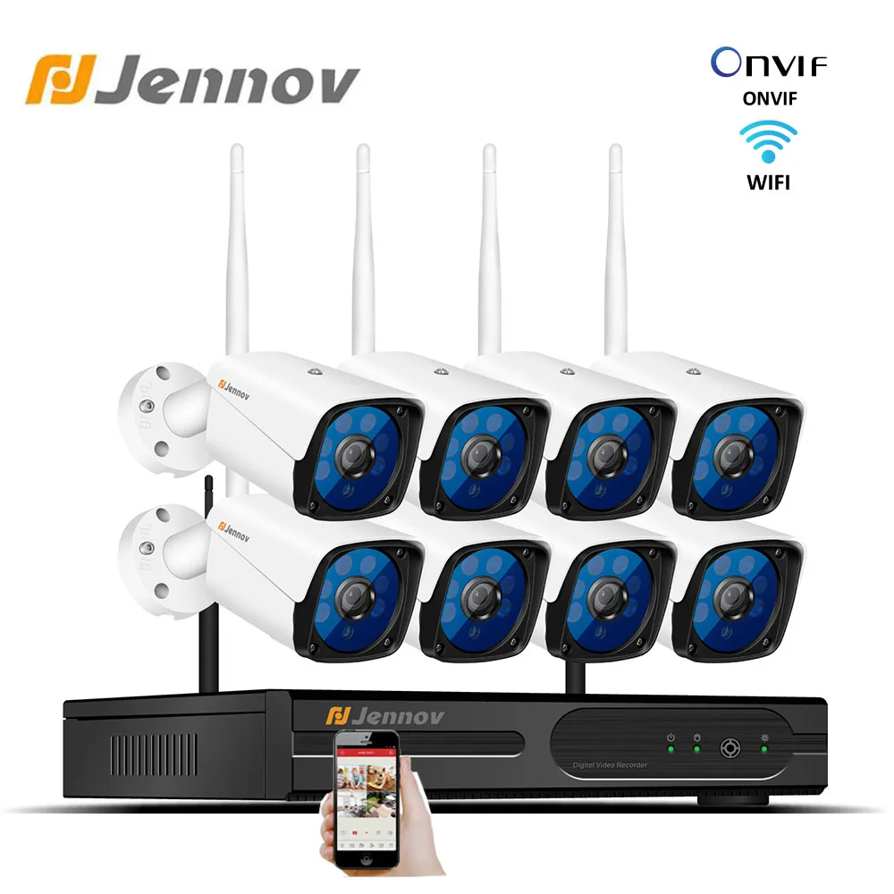 

Jennov NVR Wifi Video Surveillance Kit 2MP 1080P Wireless Security Camera System CCTV Camera Outdoor IP 66 Waterproof P2P HD