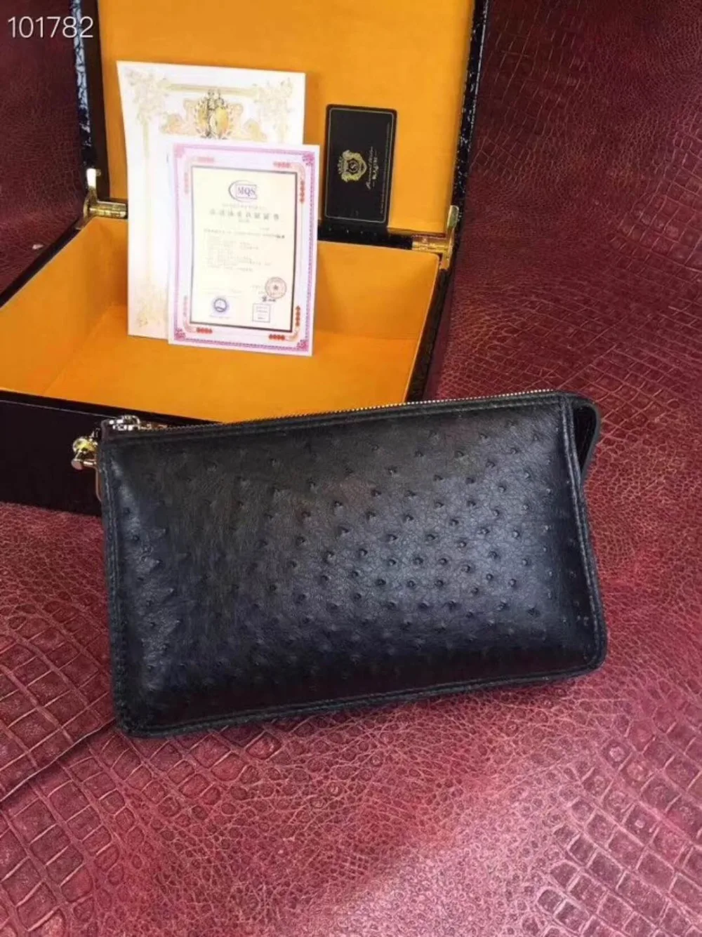 100% Genuine ostrich skin leather long size men wallets and purse bank