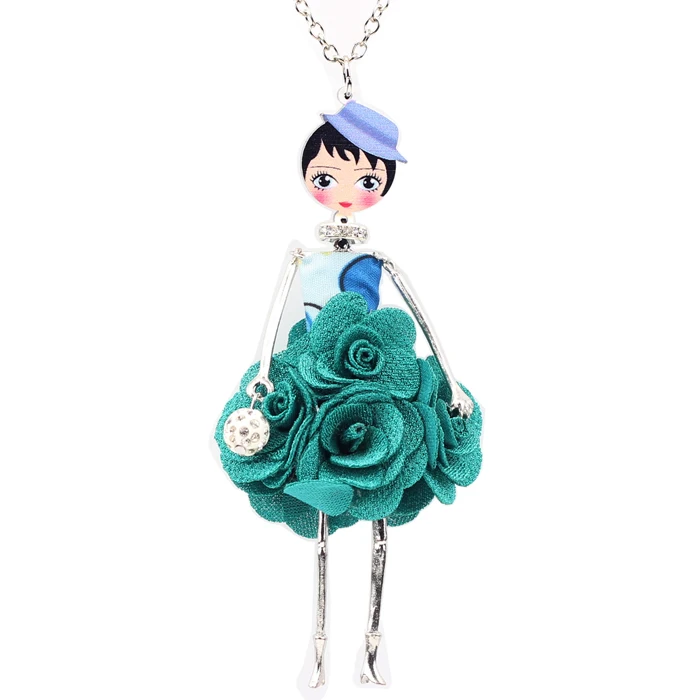 Bonsny себе цветок Кукла ожерелье платье ручной работы французская кукла кулон Новости сплава женщин девушки цветок ювелирные изделия