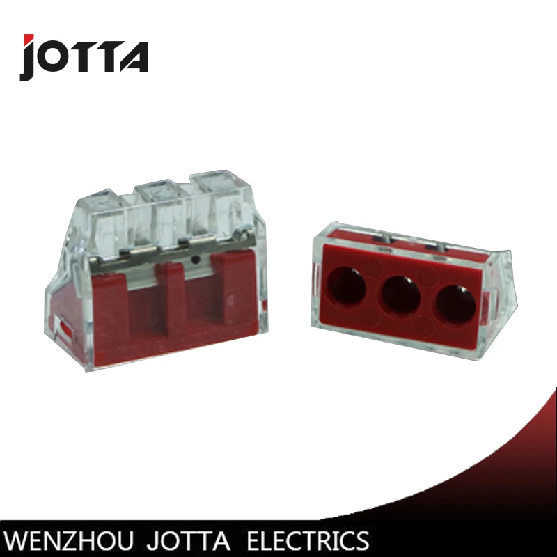 

50pcs PCT-103D Push wire wiring connector For Junction box 3 pin conductor terminal block