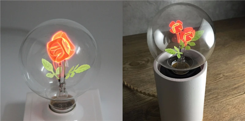 Christmas G80 Edison Bulb I LOVE YOU Rose Romantic Night Lights E27 220V Decoration Novelty Retro Incandescent Bulbs Lampada dinosaur lamp