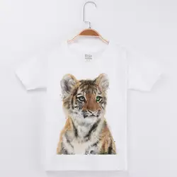 Новинка 2019 года, детская Модная хлопковая футболка с короткими рукавами и 3D принтом тигра, футболки для мальчиков, хипстер с круглым