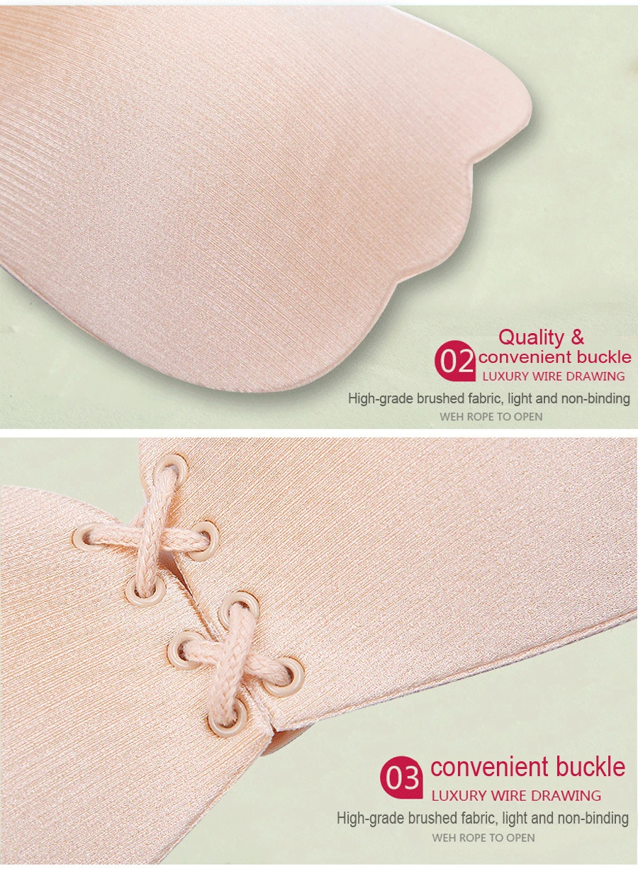 Women Self Adhesive Silicone Bra Female Sexy Strapless Stick Gel Push Up  Wire Free underwear Invisible Bra Seamless Strapless (2)