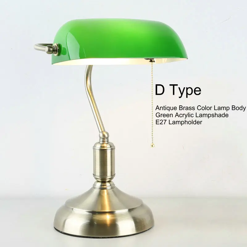 ArtPad изумрудно-зеленая банковская лампа, античный китайский светильник, красная сплошная основа, классические настольные лампы для учебы, гостиной, спальни, декоративные - Цвет корпуса: D Type