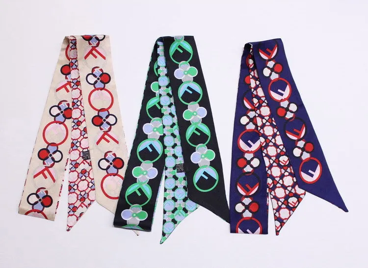 

F Star Bee Print Hair Beauty Girl Scarf Natural Silk Choker Lady Headband Bag Ribbon Neck Scarves Drop Shipping KZSBD142