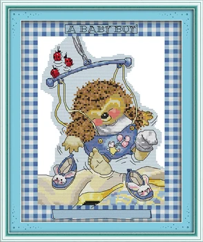 

Hedgehog baby Cross Stitch Kits 11CT Printed 14CT Cross Stitch Set DIY Chinese Cotton Cross-stitch Counted Embroidery Needlework