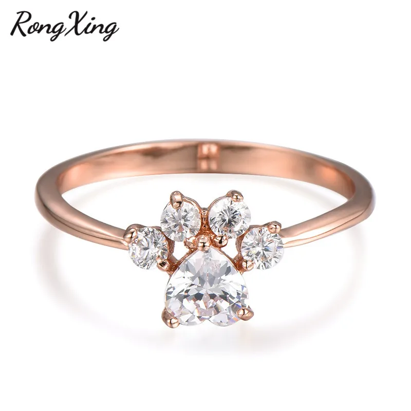 Кольцо RongXing Love Heart циркониевое кольцо с изображением милого кота собаки медведя