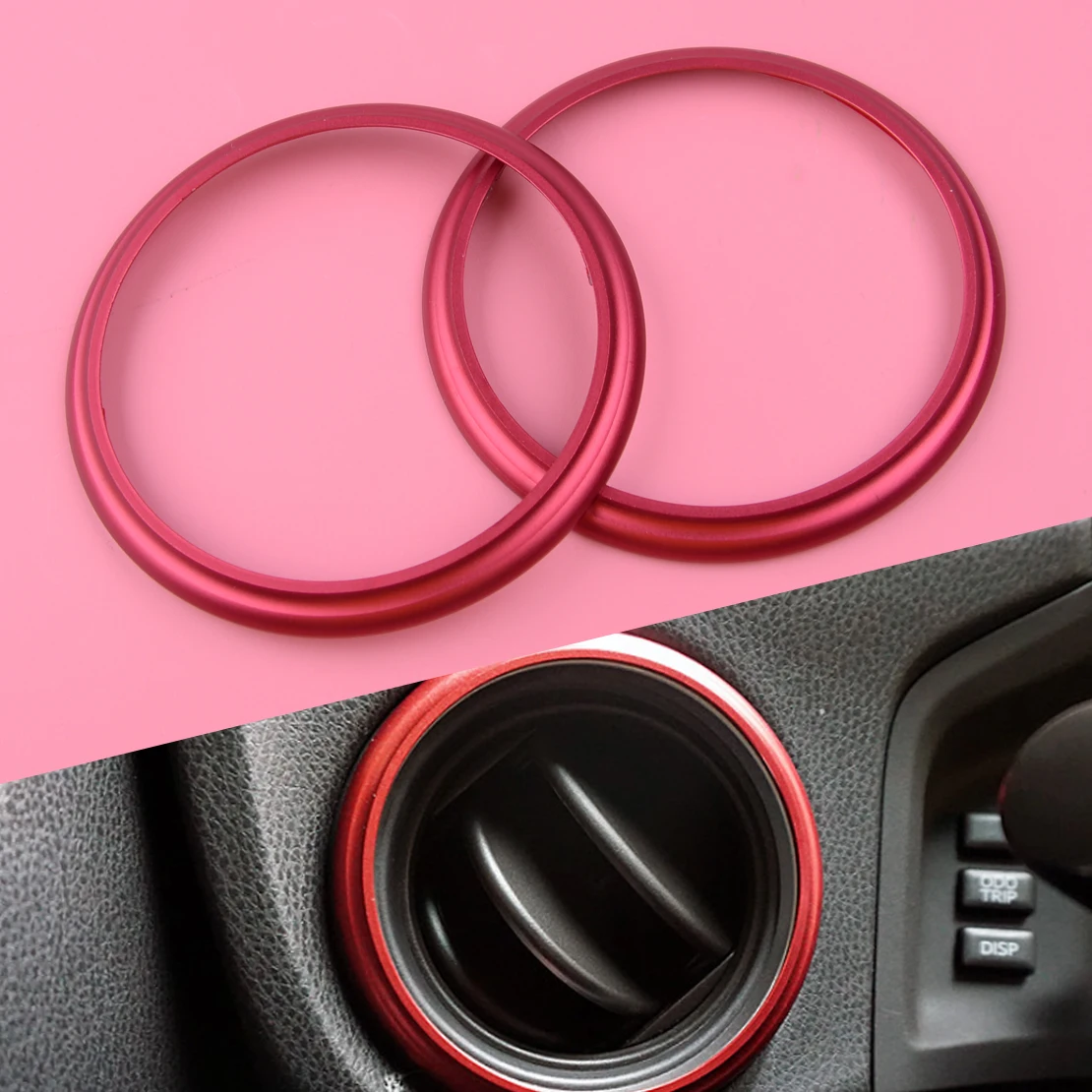 

DWCX 2pcs Inner Red Dashboard Car AC Air Vent Outlet Ring Cover Trim Sticker Fit For Toyota 86 GT86 Scion FR-S 2012-2018