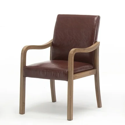 Современный обеденный стул из дерева простые скандинавские кресла с откидной спинкой ткань учебное кресло для гостиной стулья для ресторана отеля - Цвет: antique brown PU