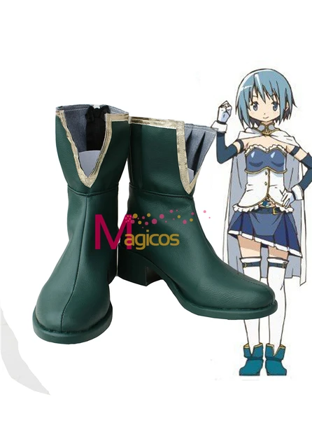 Puella Magi Madoka Magica Sayaka Miki Cosplay Shoes Boots Custom Made Green Puella Magi Madoka Magica Sayaka Miki Cosplay Shoes Boots Custom Made Green