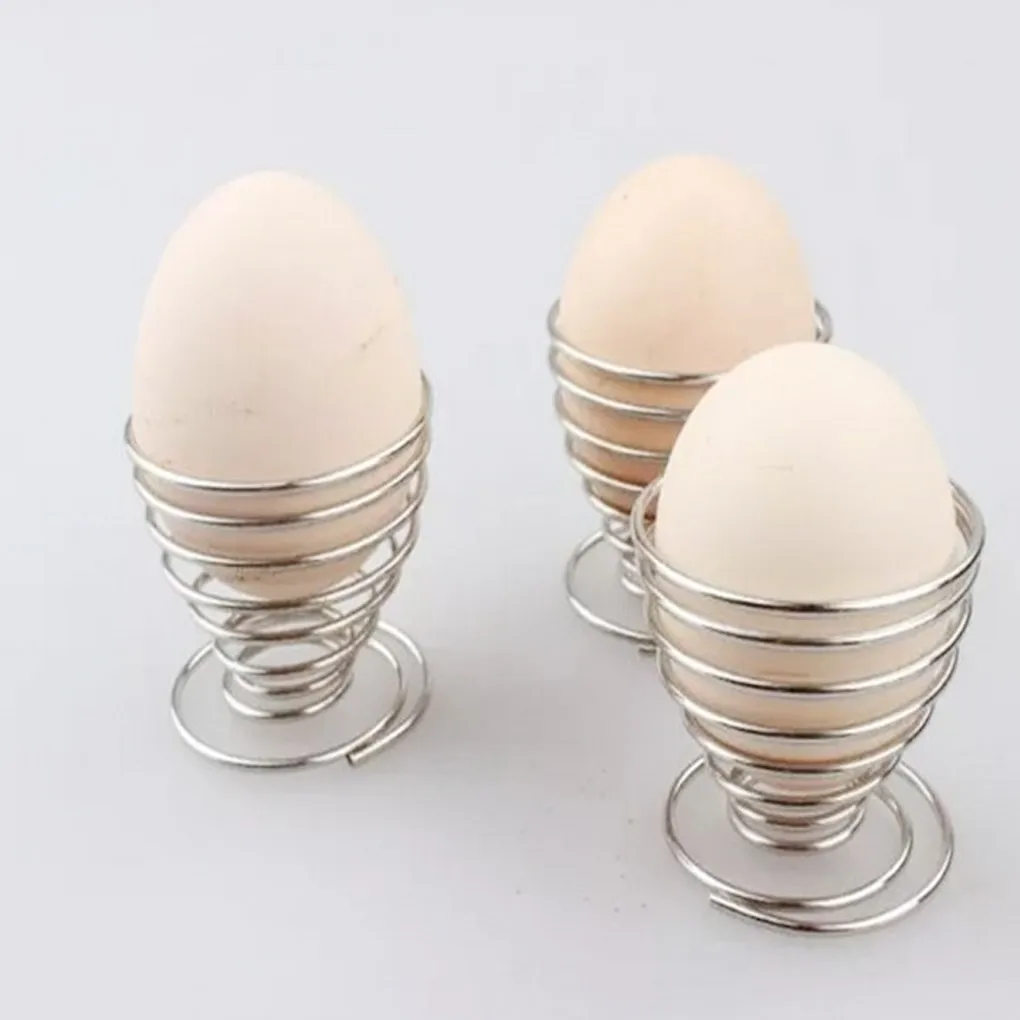 

New Styles Special Offer Kitchen Breakfast Hard Boiled Metal Egg Cup Spiral Spring Holder Egg Cup