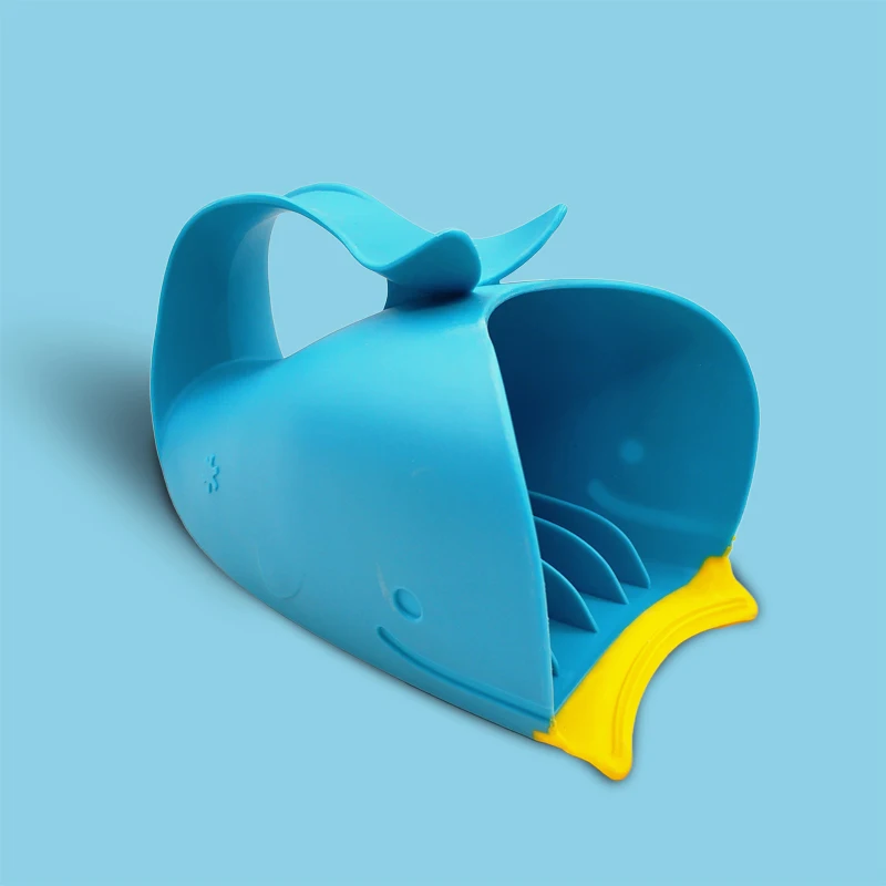 Baby Bath Cap Kids Washing Hair Shampoo Cute Cartoon Whale Cup Children Shower Spoons Silicone Water Scoop Cup For Kids Bathing