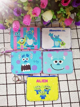 

IVYYE 1PCS Sulley Aliens Anime Plush Card Holder PU Cartoon Credit ID Bags Zipper Coin Bus Card Wallet Kid Girls Gifts New